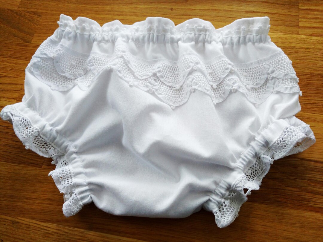 Baby Girl Frilly Knickers Handmade Lace Trims and Picots 100 Cotton UK
