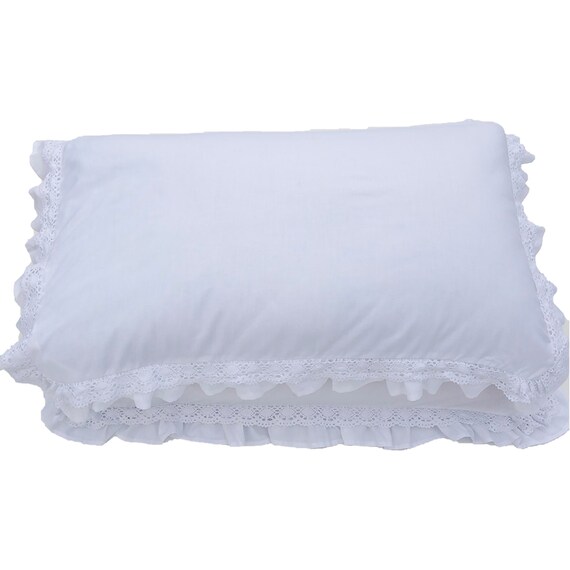 2 White Pillowcases Adorned With Lace Trims 100 Cotton 2 Etsy UK