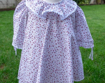 Estampado vestido de chica de algodón adornado con Picot hecho a mano 2-3 años de edad STOCK del Reino Unido