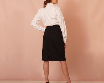 Black Pencil Skirt for Work / Black Tube Skirt for Women Fully Lined Sizes 8/10/12 UK