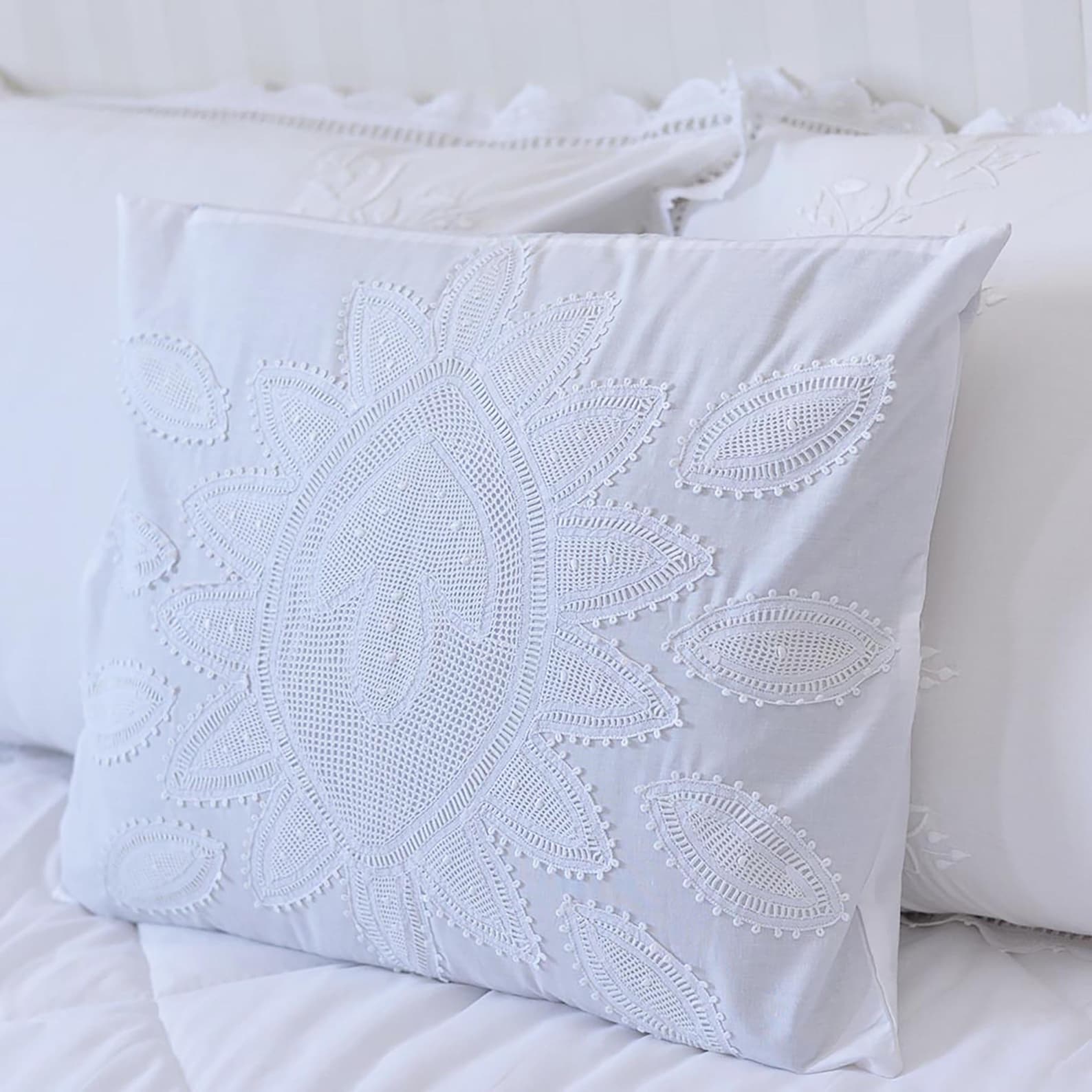 White Cotton Cushion Cover Handmade Lace 100 Cotton Etsy