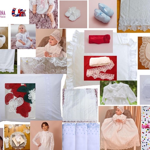 Unique Baby Christening Gown shops Hand Embroidered Adorned with Handmade Lace Trimmed Family Heirloom UK Stock