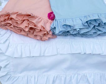 White Pillowcases 100% Cotton Embellished with Ruffles all Around them - Cotton Pillow Covers Handmade