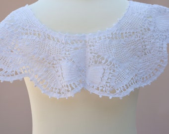 White Lace Collar Removable Collars Adorned with Handmade Lace UK Stock