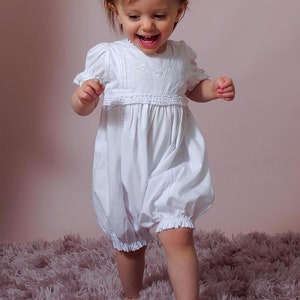 White Cotton Lace Baby Girl Rompers Handmade Lace and Embroidery - Live Demo, if you wish