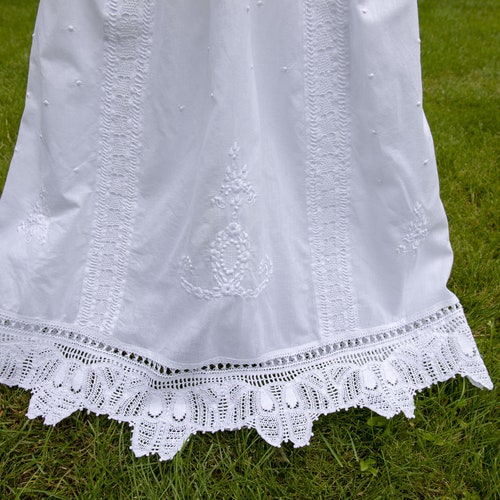 Unique Baby Christening Gown shops Hand Embroidered Adorned with Handmade Lace Trimmed Family Heirloom UK Stock