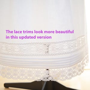 White Cotton Petticoat Adorned with Machine Made Lace Trims Victorian Style Under Skirt - Made to Measurements in the UK  Shipping Worldwide