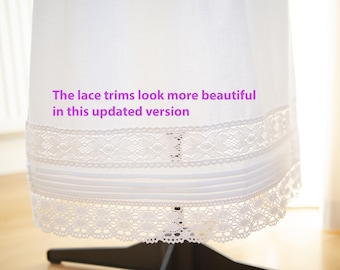 Victorian Style Cotton Petticoat with Lace Trim - Made to Measurements in the UK
