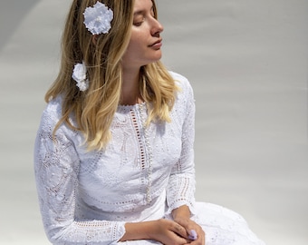 Handmade Lace Bridal Bolero Jacket: Cotton Wedding Cover-Up (Size 12)