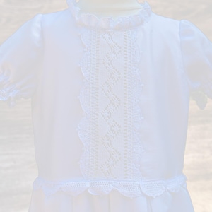Holy Communion Dress Cotton Embellished with Handmade Renaissance Lace Fully Lined - Made in the UK - First Holy Communion Dresses for Girls