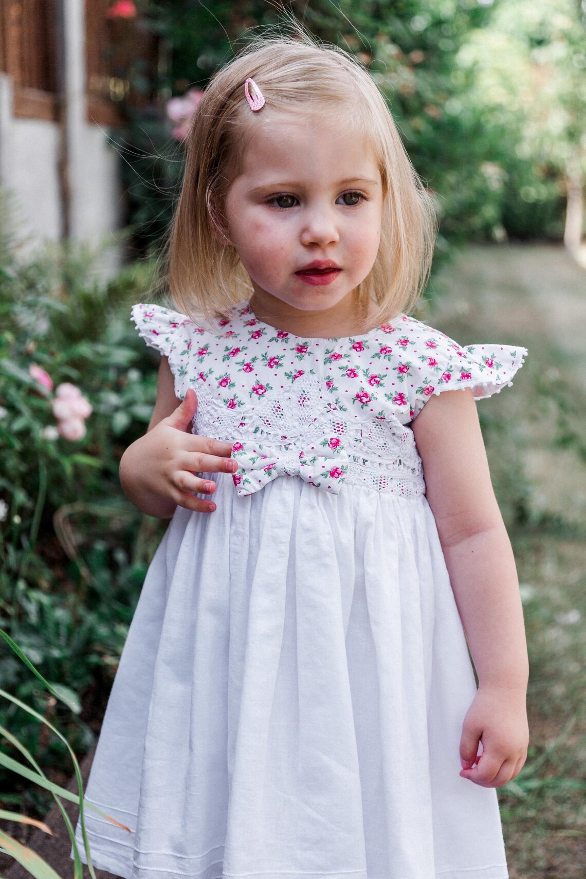 Alice White Lace Flower Girl Dress / White Cotton Girl Dress / Etsy