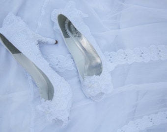 Wedding Shoes / Bridal Heels / Lace Wedding Shoes Size UK 7