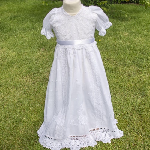 Unique Baby Christening Gown shops Hand Embroidered Adorned with Handmade Lace Trimmed Family Heirloom UK Stock