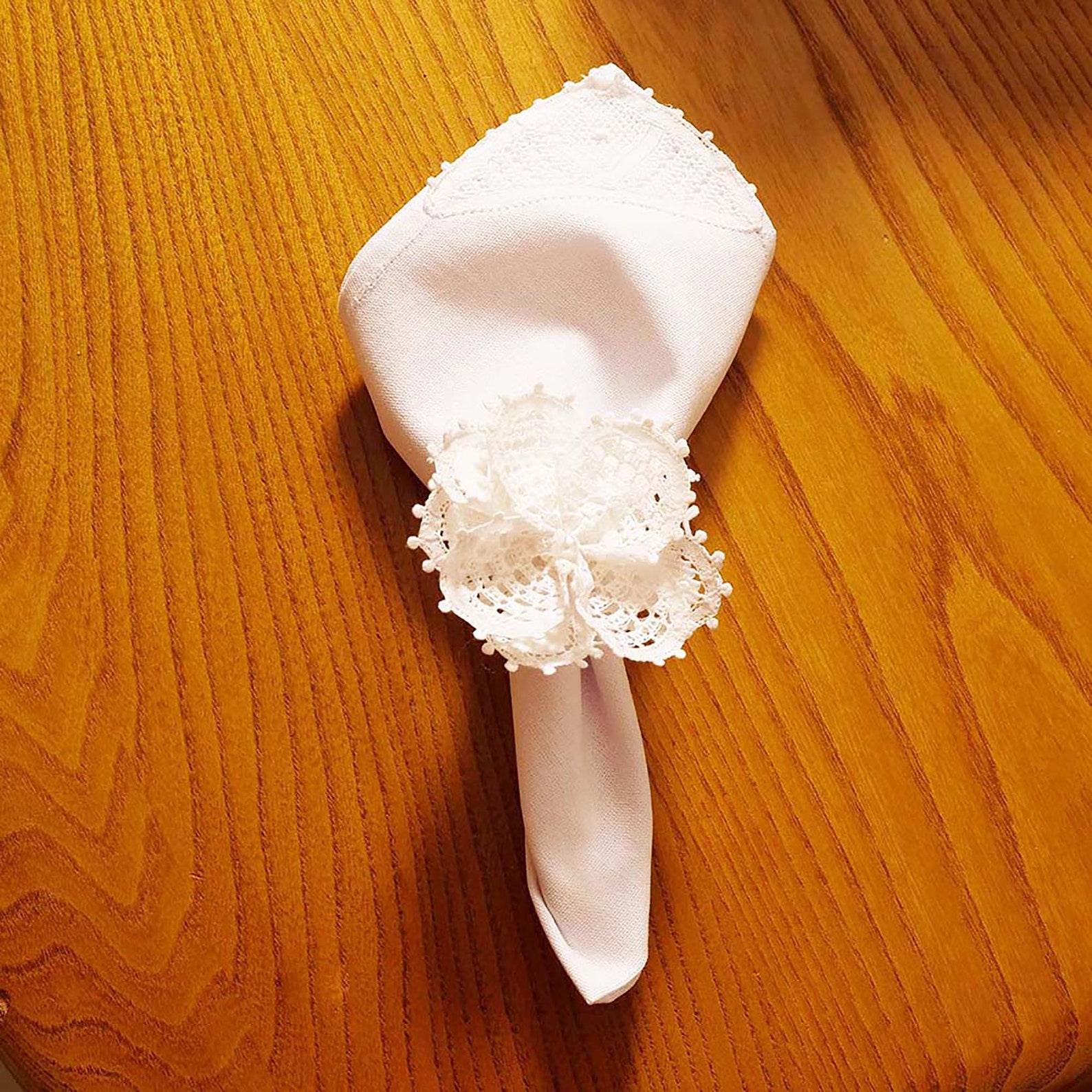 White Handmade Lace Napkin Rings for Dinner Parties Etsy