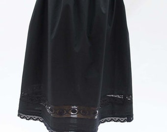 Bespoke Black Cotton Petticoat Adorned with Handmade Renaissance Lace Trims Victorian Under Skirt - Made to Order in the UK