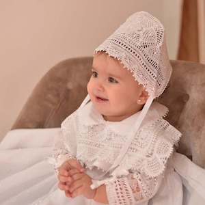 Lace Baby Christening Bonnet Fully Handmade 100% Cotton UK Stock