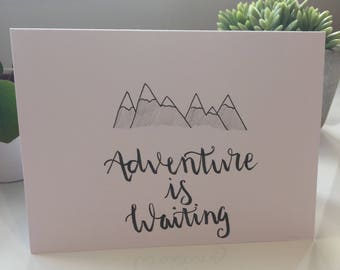 Handmade 'adventure is waiting' card