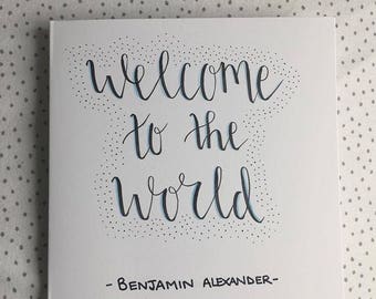 Personalised Handmade 'Welcome to the world' new baby card