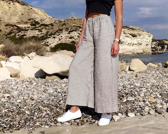 Leinenhosen für Damen, Leinen-Culottes, Damen-Leinenhosen, Damen-Leinenhosen, Leinenhosen mit weitem Bein, Leinenhosen Plus, Leinenhosen für Damen