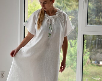 LINEN DRESS / Linen night dress / Linen nightgown / Slip linen dress / Linen long dress / Slip dress / Gift Christmas/  Women's Vintage