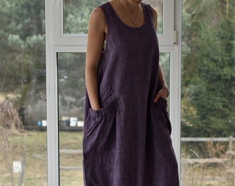 LINEN DRESS, cocktail dress, green dress, black dress, linen dress, wide dress, oversize dress, loose, winter linen dress