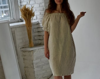 LINEN DRESS, cocktail dress, organic linen dress, mustard dress, long dress, linen dress, maxi dress, wide dress, oversize dress, loose