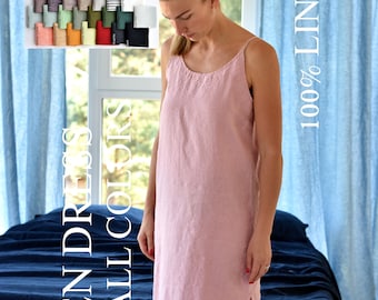 ROBE EN LIN / Chemise de nuit en lin / Chemise de nuit en lin / Robe nuisette en lin / Robe à bretelles / Robe midi en lin / Robe nuisette /