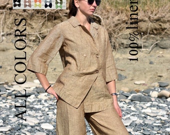Linen HOME CLOTHES / set set woman / linen set set linen top/ pajama woman clothing / linen pant woman linen clothing/ linen culotte