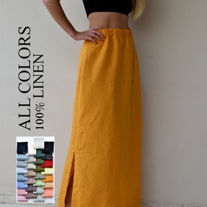 Long linen skirt / Flax linen skirt / Loose Linen skirt / Linen maxi skirt woman clothing / linen skirt Valentine&#39;s Day / Linen clothing