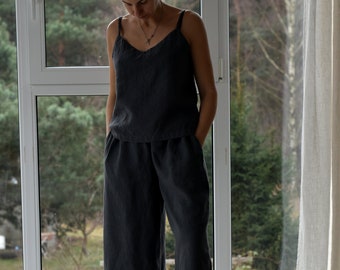 Linen pants & linen top / pants woman / linen top/ linen woman clothing / gift for christmas / linen clothing/ linen pants