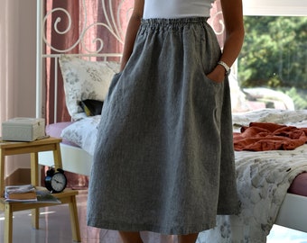 LINEN SKIRT / Long linen skirt / Flax linen skirt / Loose Linen skirt / Linen maxi skirt woman clothing / Linen clothing