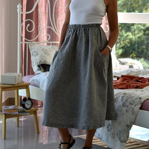 LINEN SKIRT / Long linen skirt / Flax linen skirt / Loose Linen skirt / Linen maxi skirt woman clothing / Linen clothing