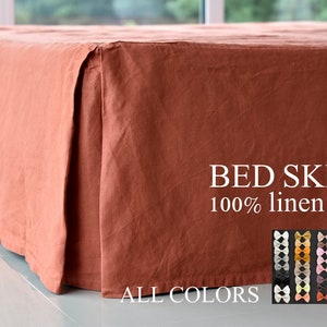 LINEN SKIRT CUSTOM bed skirt bedskirt / linen bed skirt bed skirt / Tailored linen bedskirt. Queen size, king size linen bed valance
