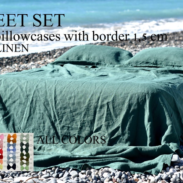 Linen SHEET SET / flax sheet set / sheet set queen king 100% linen / linen bedding sheet set/ linen shabby chic bedding / sheet linen