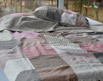 DUVET COVER set & pillow with envelope closures / 45 colors / Stone Washed Seamless full king quilt linen duvet cover king Full