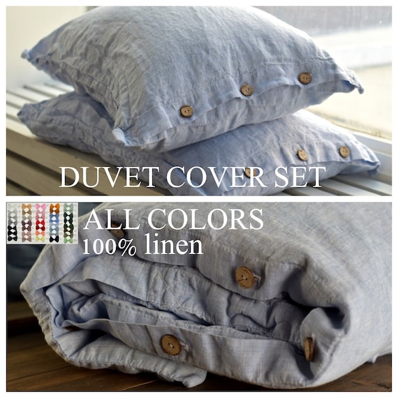 BETTBEZUG Set & Kissen mit Knopfverschluss Farbe Stone Washed Nahtlose voller König Quilt Leinen Bettbezug König voll