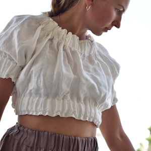 Linen blouse, crop top linen, 100% washed linen top, linen summer shirt, linen shirt, linen tunica, shirt, linen top, women blouse