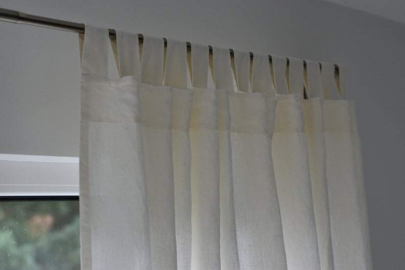 100% Organic Linen Curtain. Stonewashed Linen Window Panel. Linen curtains with open tab. Linen Curtain Panel. image 5
