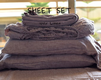 Linen SHEET SET / linen sheet set / bedding set queen king 100% linen / linen bedding sheet set/ linen shabby chic bedding / farmhouse