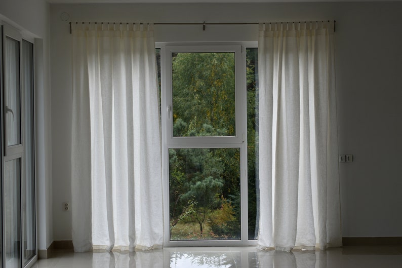 100% Organic Linen Curtain. Stonewashed Linen Window Panel. Linen curtains with open tab. Linen Curtain Panel. image 9