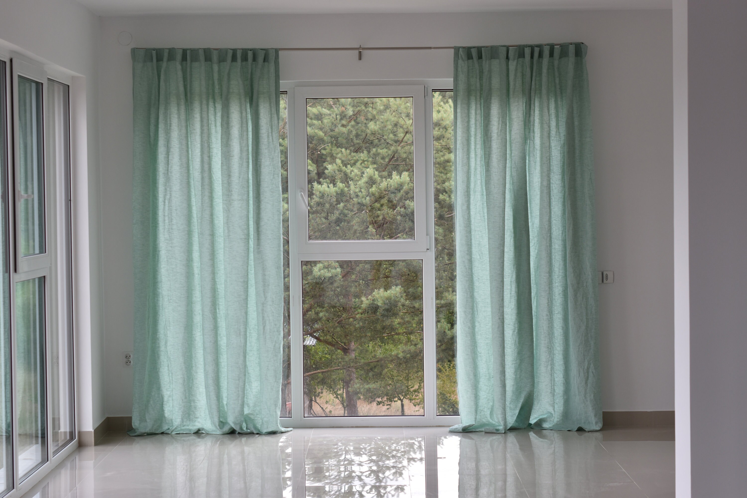 100% Organic Linen Curtain. Stonewashed Linen Window Panel. Linen ...