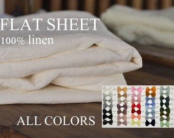 Linen flat sheet in a antique white color Queen King Twin 100% Flax Softened Sheet white linen bedding