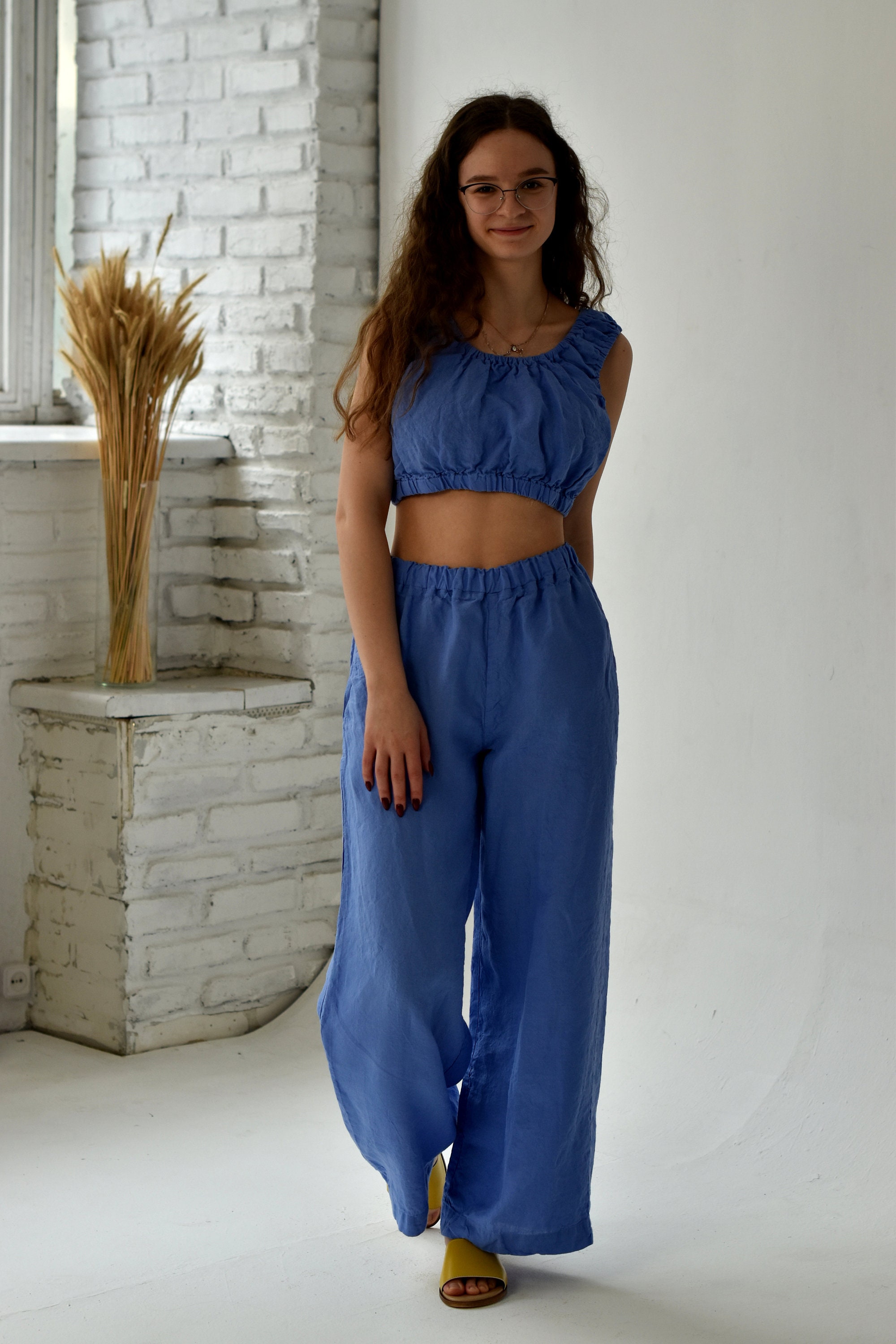 Linen Pants & Linen Top/Woman Top/ Clothing Gift For Christmas Clothing/