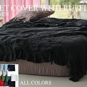 DUVET COVER ruffle set & pillow with ruffle Stone Washed Seamless full king quilt linen duvet cover king Full duvet cover queen flax duvet