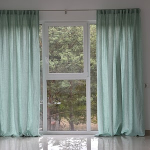 100% Organic Linen Curtain. Stonewashed Linen Window Panel. Linen curtains with hidden tab. Linen Curtain Panel.