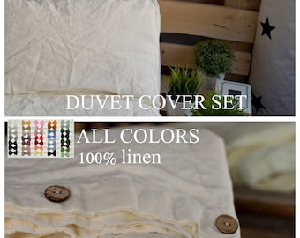 DUVET COVER set & pillow with envelope closures antique white color Stone Washed Seamless full king quilt linen duvet cover king Full