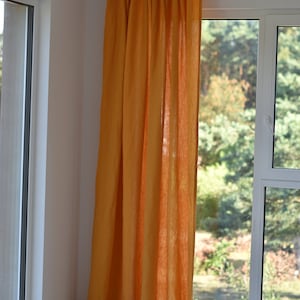 100% Organic Linen Curtain. Stonewashed Linen Window Panel. Linen curtains with hidden tab. Linen Curtain Panel. image 9