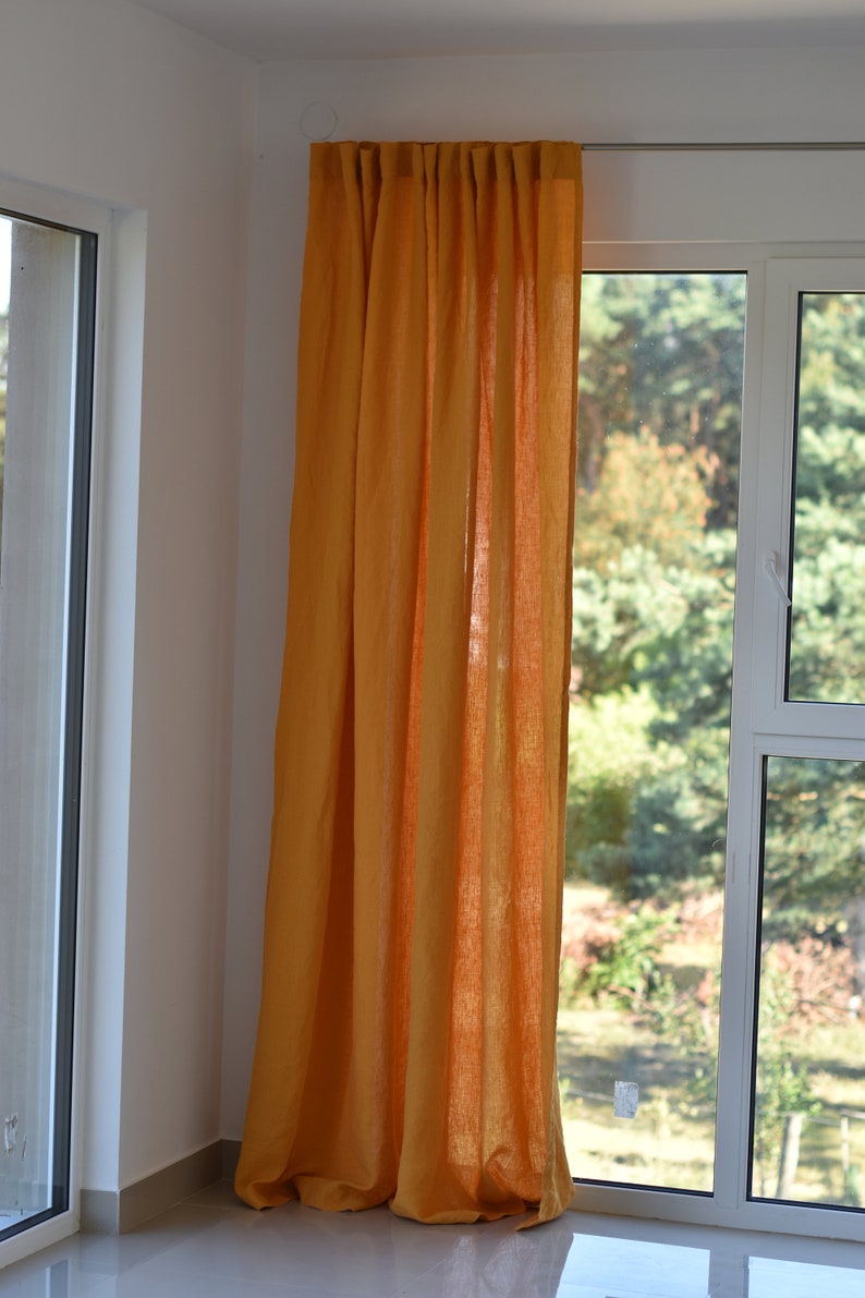 100% Organic Linen Curtain. Stonewashed Linen Window Panel. Linen curtains with hidden tab. Linen Curtain Panel. image 9