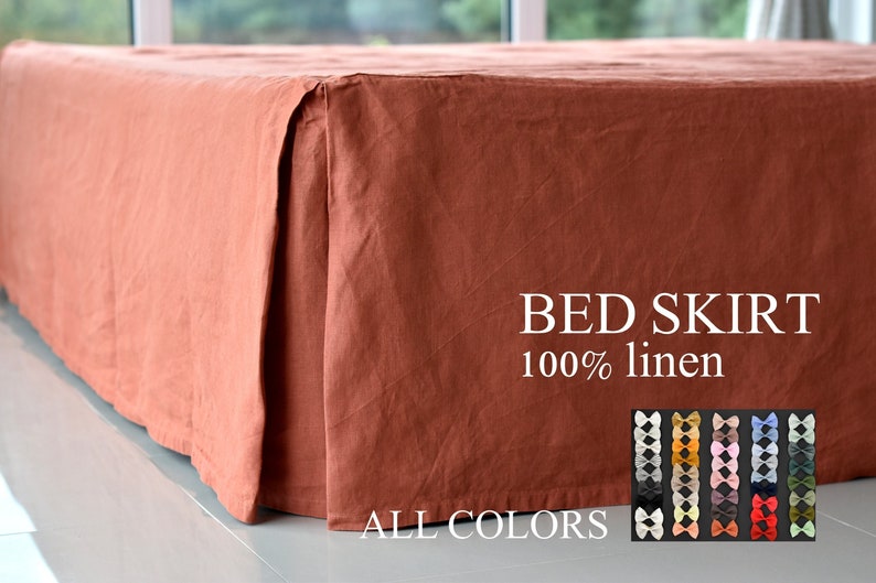 LINEN SKIRT CUSTOM bed skirt bedskirt / linen bed skirt bed skirt / Tailored linen bedskirt. Queen size, king size linen bed valance image 1