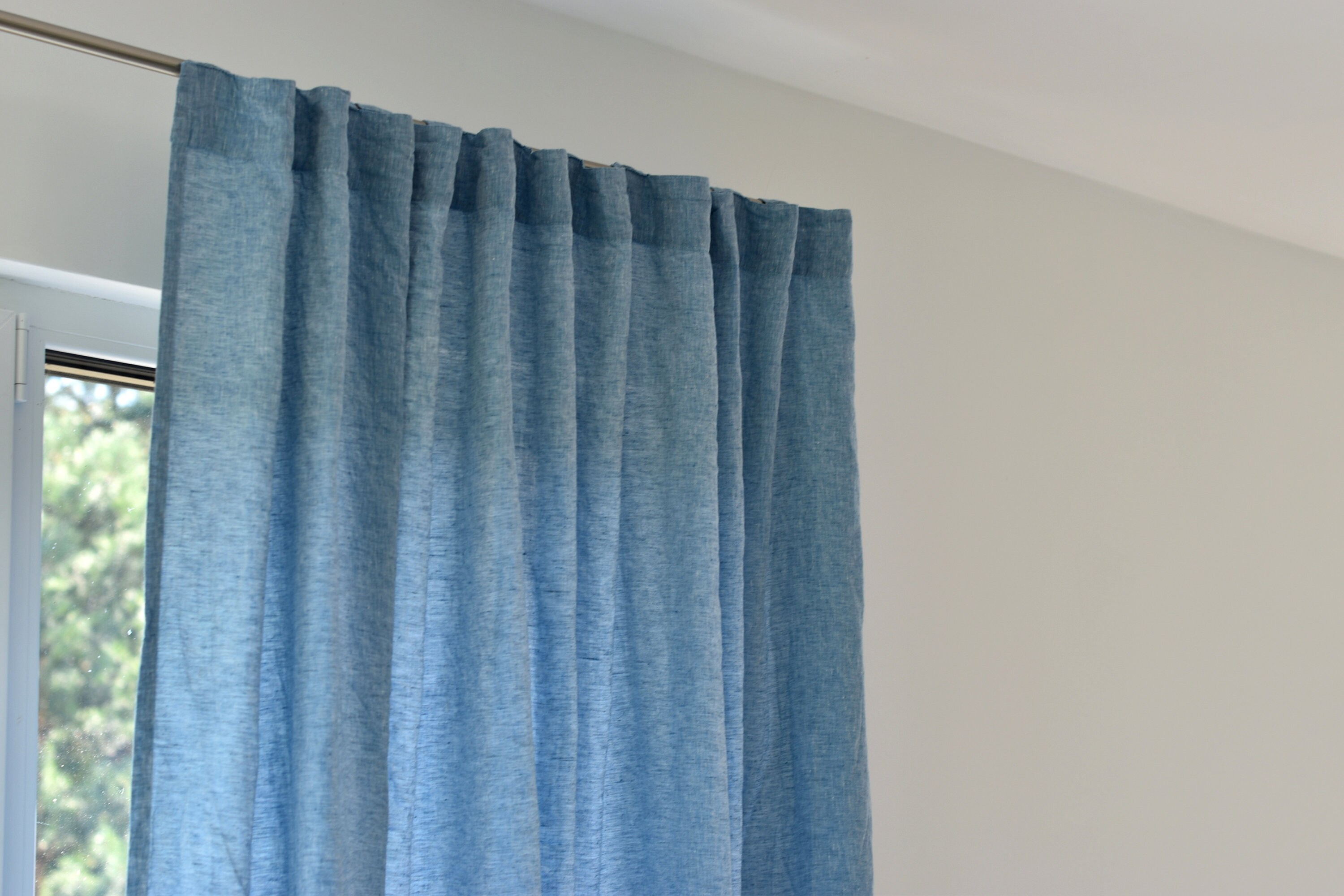 100% Organic Linen Curtain. Stonewashed Linen Window Panel. | Etsy
